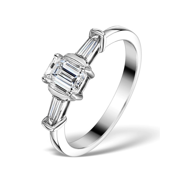 Sidestone Engagement Ring Galina 0.80ct Emerald Cut Diamond 18K Gold - Image 1