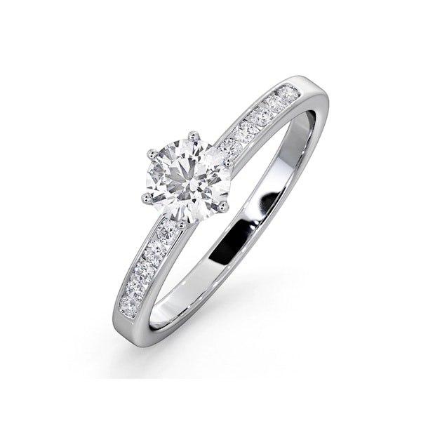 Charlotte Diamond Engagement Side Stone Ring 18KW Gold 0.65CT VS1 - Image 1
