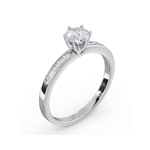 Charlotte Diamond Engagement Side Stone Ring 18KW Gold 0.65CT VS2 - Image 4
