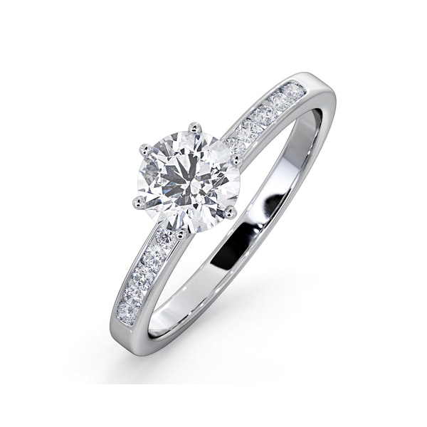 Charlotte GIA Diamond Engagement Side Stone Ring 18KW Gold 0.88CT VS1 - Image 1