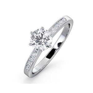 Charlotte GIA Diamond Engagement Side Stone Ring 18KW Gold 0.88CT SI2