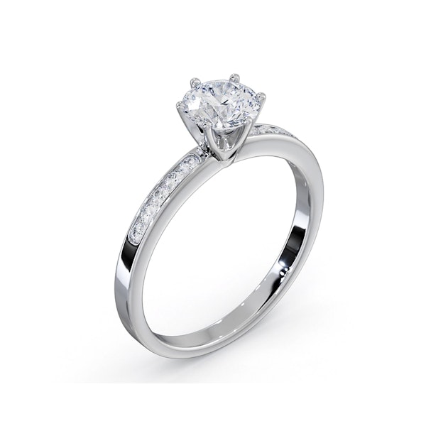 Charlotte GIA Diamond Engagement Side Stone Ring 18KW Gold 0.88CT SI2 - Image 4