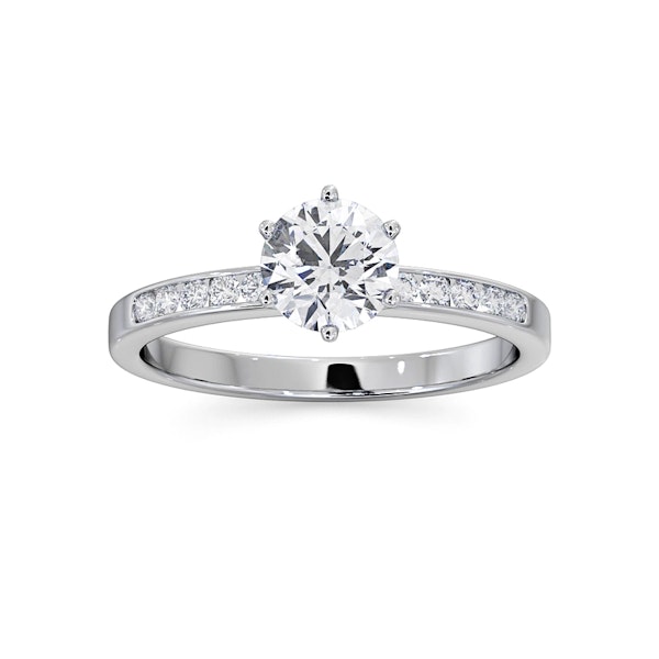 Charlotte GIA Diamond Engagement Side Stone Ring 18KW Gold 0.88CT SI2 - Image 3