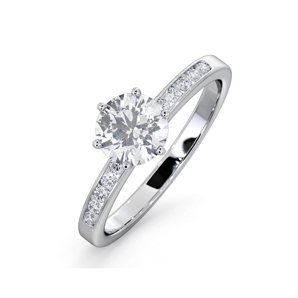 Charlotte GIA Diamond Engagement Side Stone Ring 18KW Gold 1.10CT VS2 - Image 1