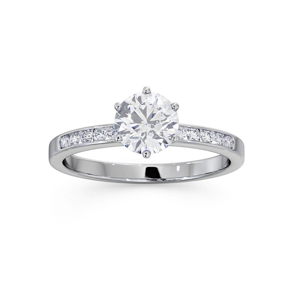 Charlotte GIA Diamond Engagement Side Stone Ring 18KW Gold 1.10CT VS2 - Image 3