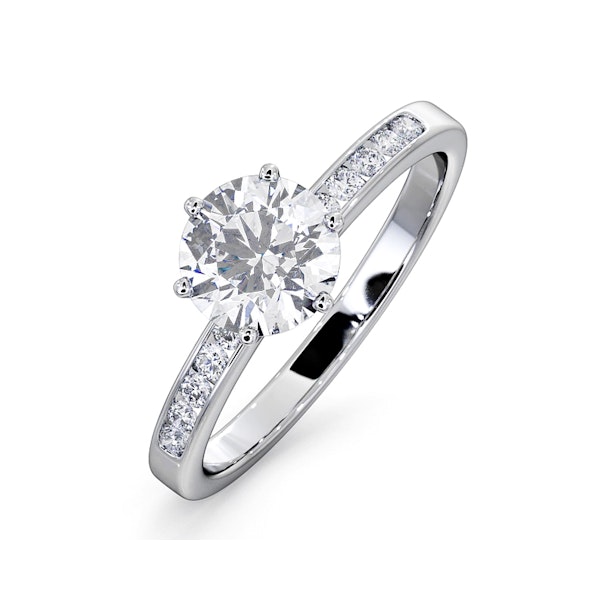 Charlotte GIA Diamond Engagement Side Stone Ring 18KW Gold 1.20CT SI1 - Image 1