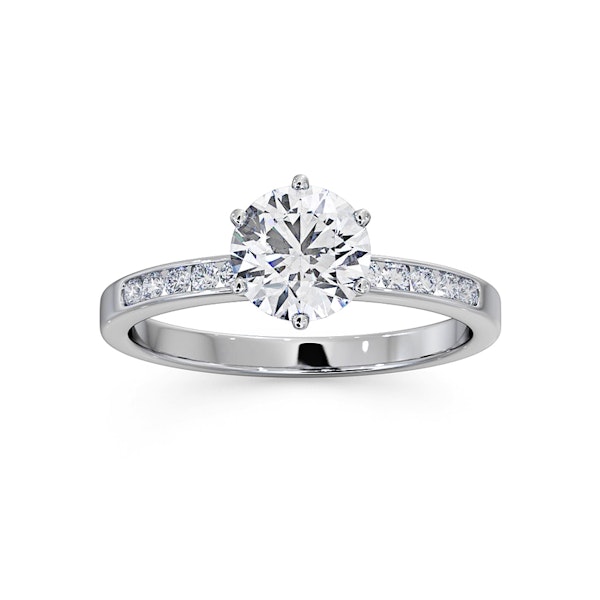 Charlotte GIA Diamond Engagement Side Stone Ring 18KW Gold 1.20CT VS2 - Image 3