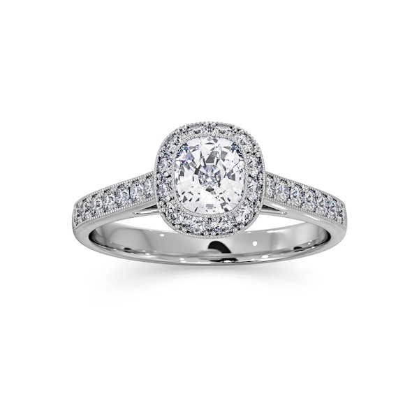 Danielle Lab Diamond Engagement Side Stone Ring in 18KW Gold 1CT F/VS1 - Image 3