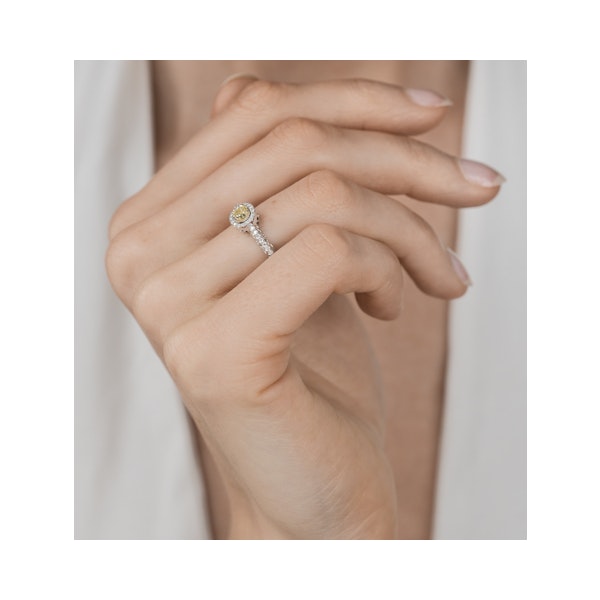Adrianna Yellow Diamond Halo Engagement Ring 0.46ct in 18K White Gold - Image 2