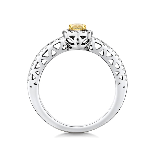 Adrianna Yellow Diamond Halo Engagement Ring 0.46ct in 18K White Gold - Image 3