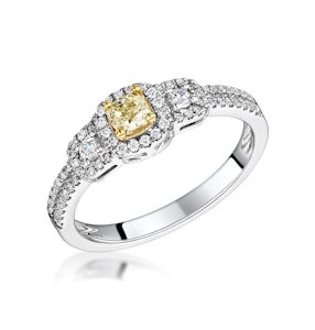 Isabella Yellow Diamond Halo Engagement Ring 0.53ct in 18K White Gold