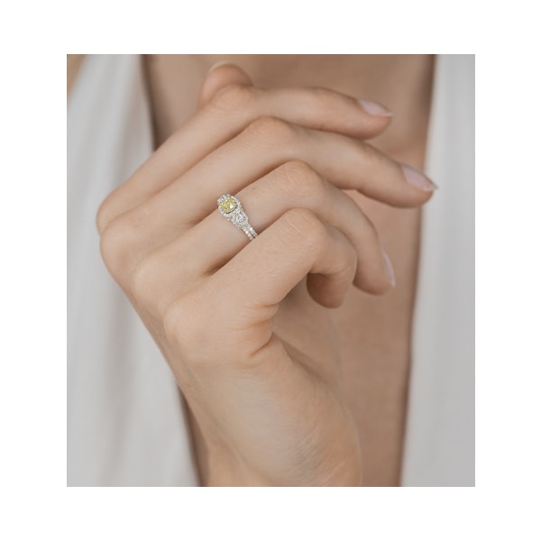 Isabella Yellow Diamond Halo Engagement Ring 0.53ct in 18K White Gold - Image 2