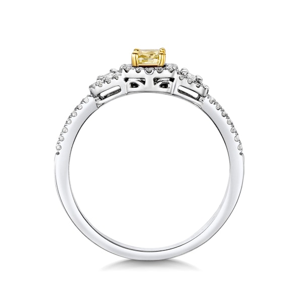 Isabella Yellow Diamond Halo Engagement Ring 0.53ct in 18K White Gold - Image 3
