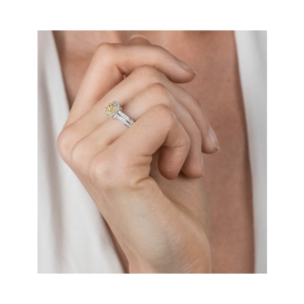 Shaya Yellow Diamond Double Halo Engagement Ring 0.65ct 18K White Gold - Image 2