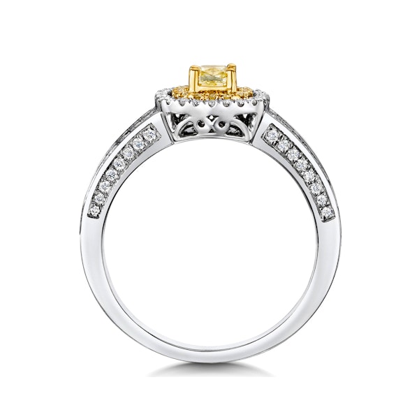 Shaya Yellow Diamond Double Halo Engagement Ring 0.65ct 18K White Gold - Image 3
