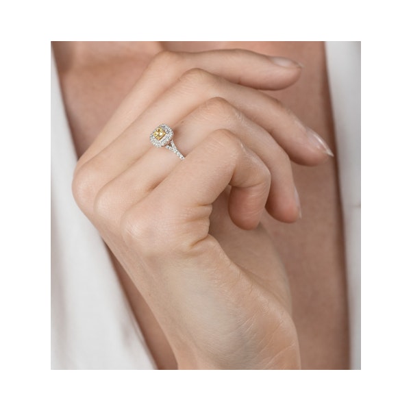 Natasha Yellow Diamond Halo Engagement Ring 0.53ct 18K White Gold - Image 2
