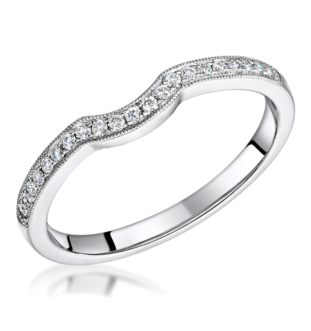 Diamond Wedding Bands with Curved Design to Fit Solitaire Ring