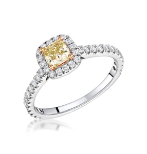 Katarin Yellow Diamond Halo Engagement Ring 1.08ct Platinum