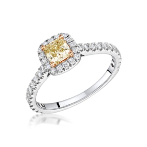 Katarin Yellow Diamond Halo Engagement Ring 1.08ct Platinum