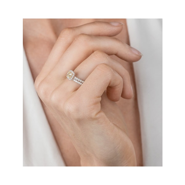 Katarin Yellow Diamond Halo Engagement Ring 1.08ct Platinum - Image 2