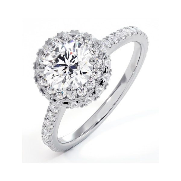 Valerie GIA Diamond Halo Engagement Ring 18K White Gold 1.60ct G/VS1 - Image 1