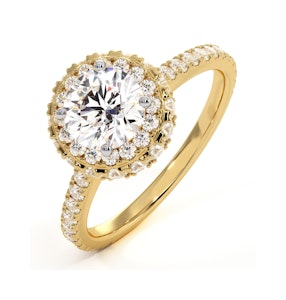 Valerie GIA Diamond Halo Engagement Ring in 18K Gold 1.60ct G/SI1