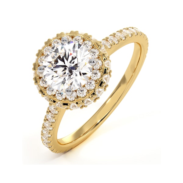 Valerie GIA Diamond Halo Engagement Ring in 18K Gold 1.60ct G/VS1 - Image 1