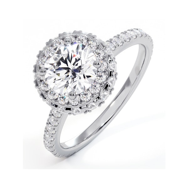 Valerie GIA Diamond Halo Engagement Ring 18K White Gold 1.80ct G/SI1 - Image 1