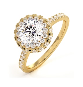 Valerie GIA Diamond Halo Engagement Ring in 18K Gold 1.80ct G/SI2