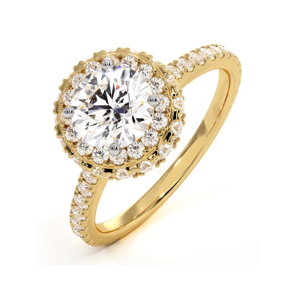 Valerie GIA Diamond Halo Engagement Ring in 18K Gold 1.80ct G/SI1 - Image 1