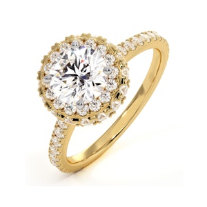 Valerie GIA Diamond Halo Engagement Ring in 18K Gold 1.80ct G/VS1