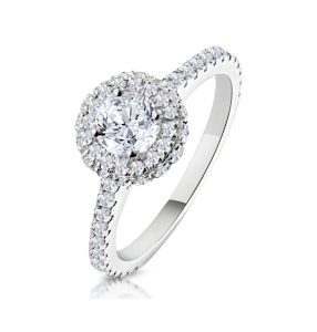 Valerie Diamond Halo Engagement Ring 18K White Gold 1.10ct G/VS2