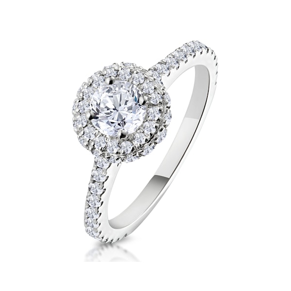 Valerie Diamond Halo Engagement Ring 18K White Gold 1.10ct G/SI2 - Image 1