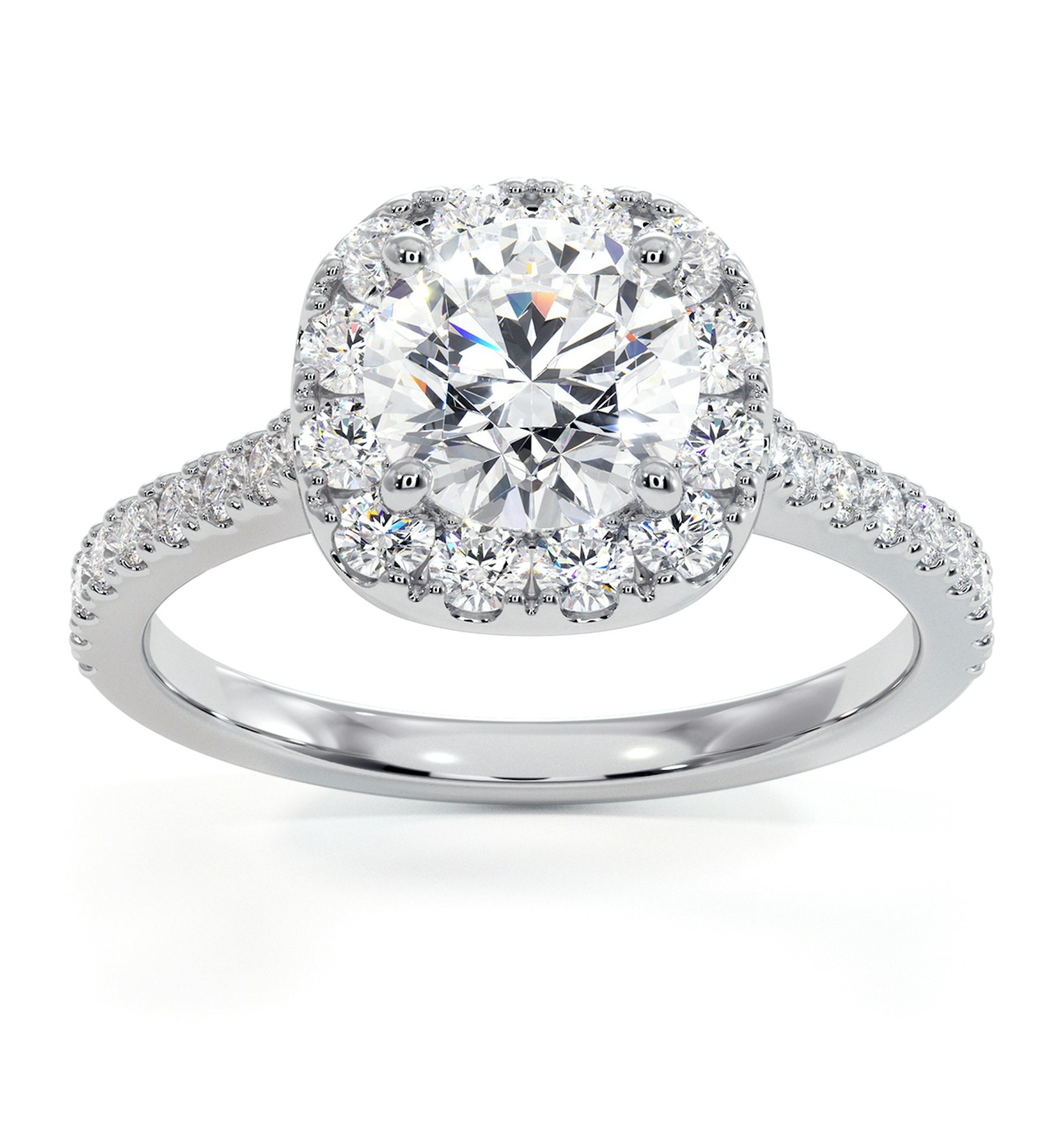 Elizabeth Lab Diamond Halo Engagement Ring in Platinum 2.50ct G/VS1 ...