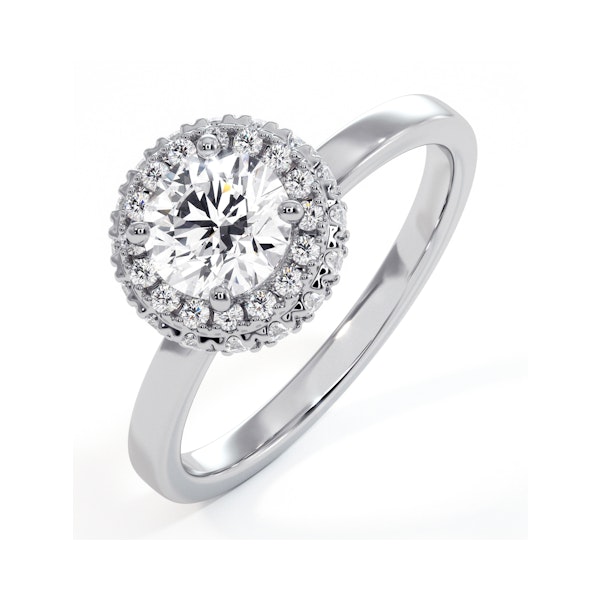 Eleanor GIA Diamond Halo Engagement Ring 18K White Gold 0.87ct G/VS1 - Image 1