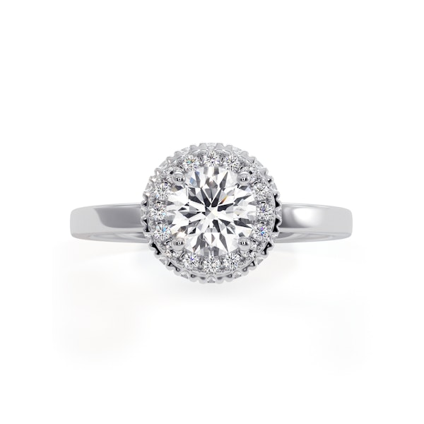 Eleanor GIA Diamond Halo Engagement Ring 18K White Gold 0.87ct G/VS2 - Image 2