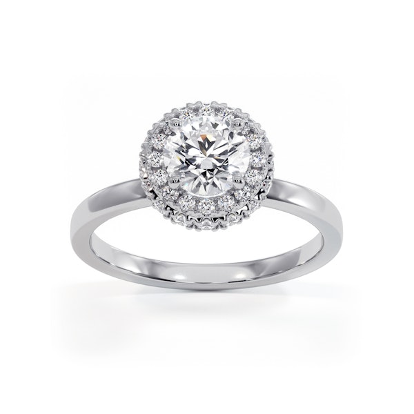Eleanor GIA Diamond Halo Engagement Ring 18K White Gold 0.87ct G/VS1 - Image 3