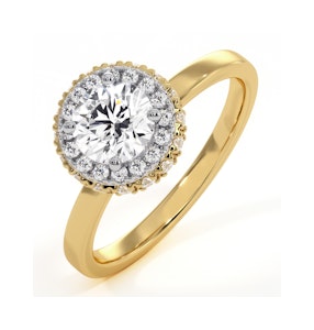 Eleanor GIA Diamond Halo Engagement Ring in 18K Gold 0.87ct G/SI2