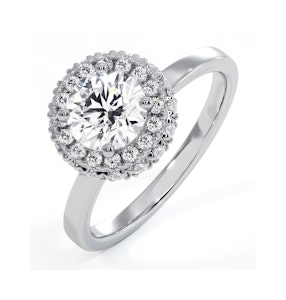 Eleanor GIA Diamond Halo Engagement Ring 18K White Gold 1.09ct G/VS2