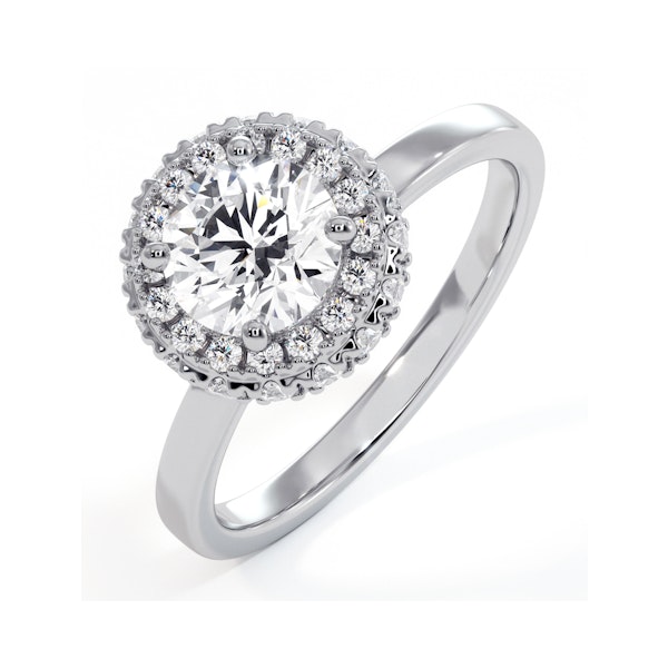 Eleanor GIA Diamond Halo Engagement Ring 18K White Gold 1.09ct G/VS1 - Image 1