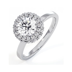 Eleanor GIA Diamond Halo Engagement Ring 18K White Gold 1.09ct G/SI2