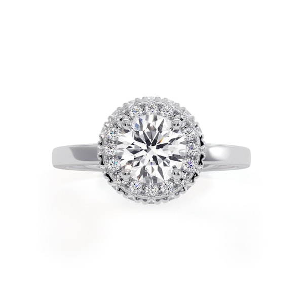 Eleanor GIA Diamond Halo Engagement Ring 18K White Gold 1.09ct G/SI2 - Image 2
