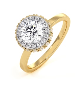 Eleanor GIA Diamond Halo Engagement Ring in 18K Gold 1.09ct G/VS1