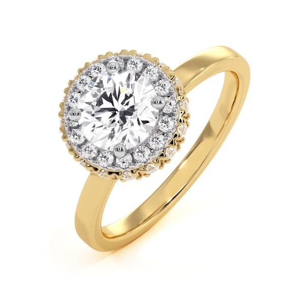 Eleanor GIA Diamond Halo Engagement Ring in 18K Gold 1.09ct G/SI1 - Image 1