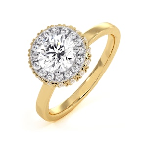 Eleanor GIA Diamond Halo Engagement Ring in 18K Gold 1.09ct G/SI2