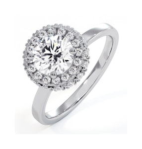 Eleanor GIA Diamond Halo Engagement Ring 18K White Gold 1.23ct G/SI2
