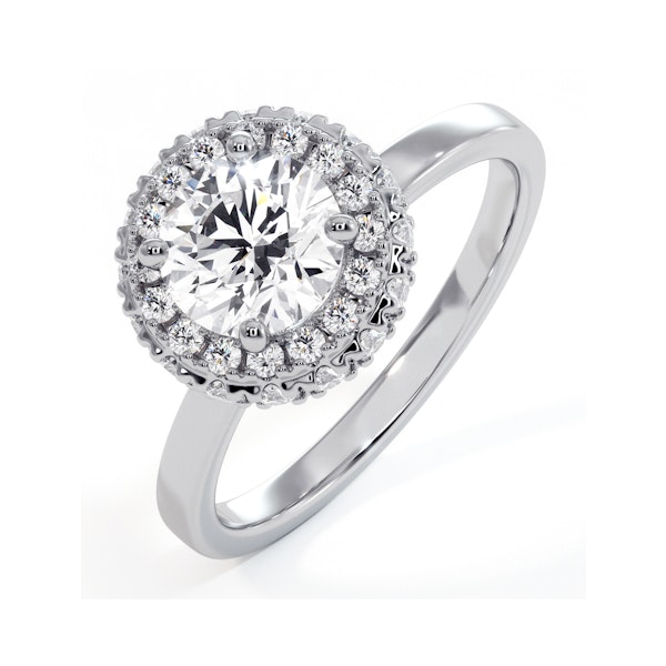 Eleanor GIA Diamond Halo Engagement Ring 18K White Gold 1.23ct G/SI1 - Image 1