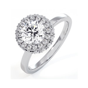 Eleanor GIA Diamond Halo Engagement Ring 18K White Gold 1.23ct G/VS1