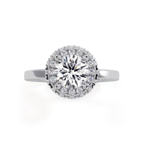 Eleanor GIA Diamond Halo Engagement Ring 18K White Gold 1.23ct G/SI2 - Image 2