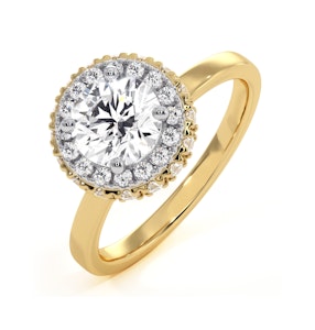 Eleanor GIA Diamond Halo Engagement Ring in 18K Gold 1.23ct G/VS2